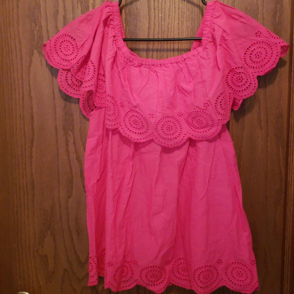 Hot pink off the shoulder top